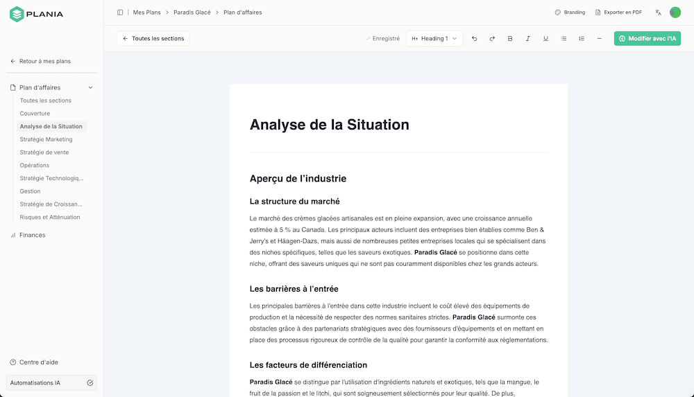 exemple de plan d'affaire ia